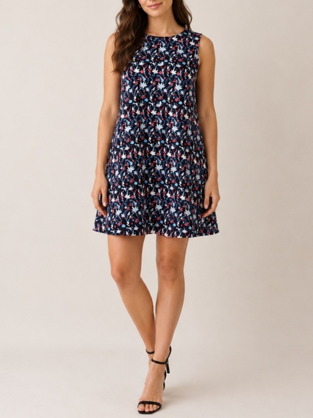Tanya Taylor Adalia Black Floral Shift Sleeveless Wedding Guest Mini Dress